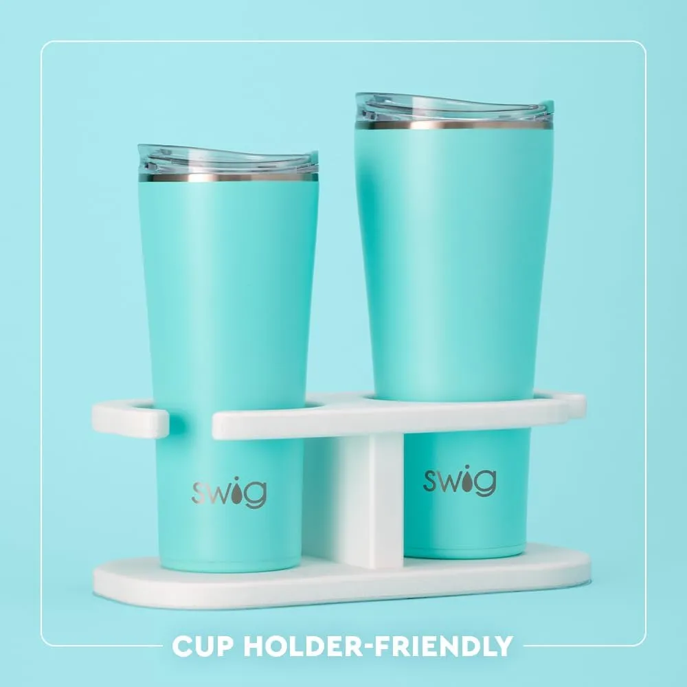 Swig Life 32oz Insulated Tumbler, Travel Coffee Tumbler with Lid, Cup Holder Friendly Travel Coffee Mug, Stainless Steel Thermos with Lid (Busy Bee)