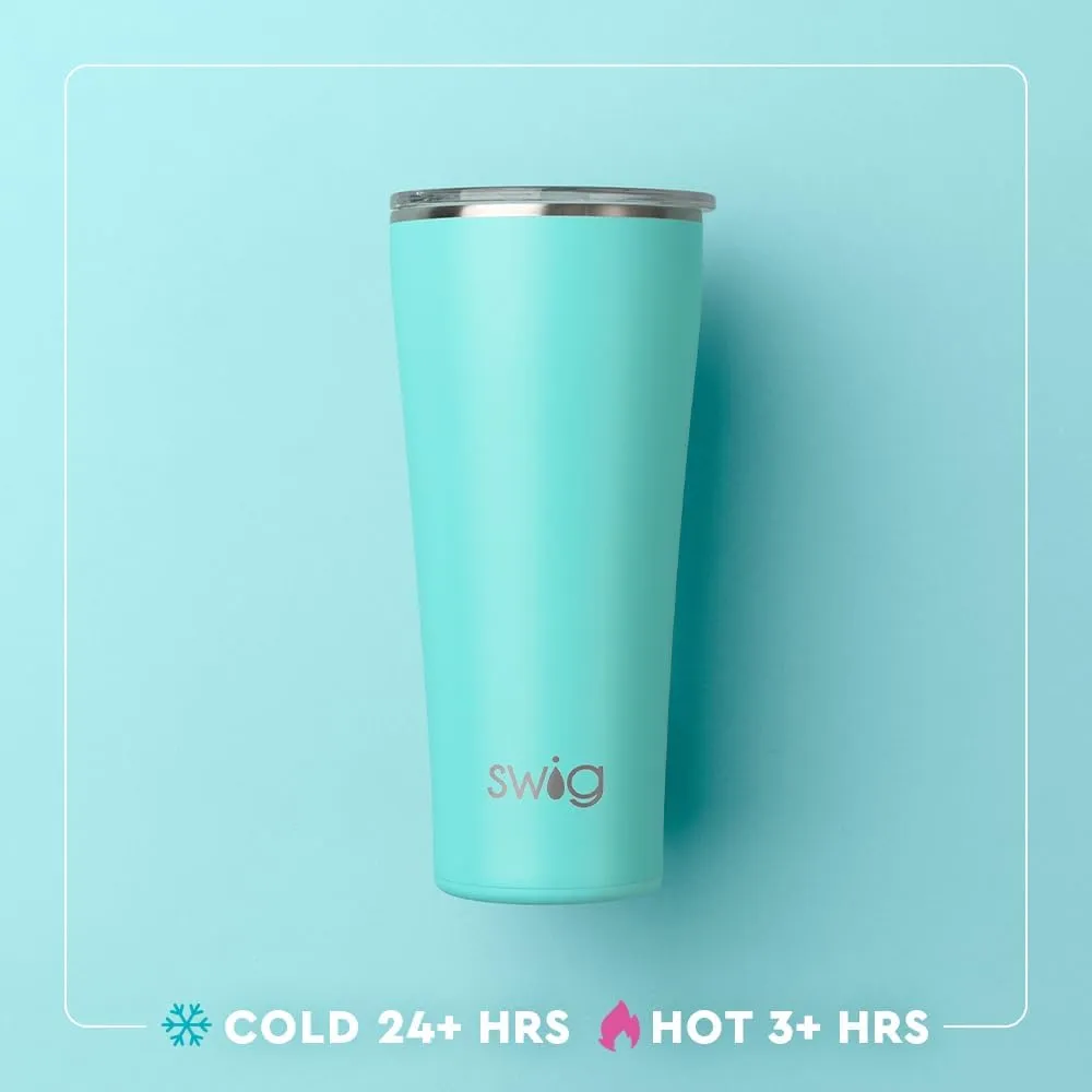 Swig Life 32oz Insulated Tumbler, Travel Coffee Tumbler with Lid, Cup Holder Friendly Travel Coffee Mug, Stainless Steel Thermos with Lid (Moon Shine)