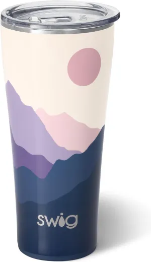 Swig Life 32oz Insulated Tumbler, Travel Coffee Tumbler with Lid, Cup Holder Friendly Travel Coffee Mug, Stainless Steel Thermos with Lid (Moon Shine)