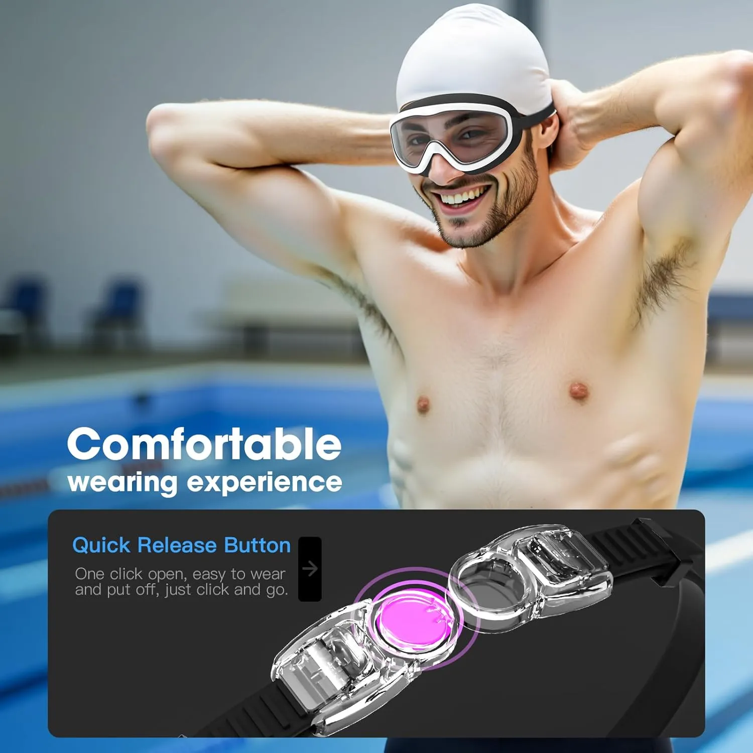 Swim Goggles, Adult 2 Pack-Wide View Swimming Goggles for Men Women Youth Teens, UV Protection Swim Goggles