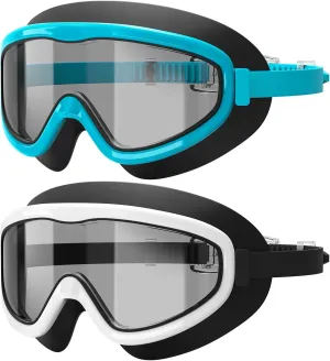 Swim Goggles, Adult 2 Pack-Wide View Swimming Goggles for Men Women Youth Teens, UV Protection Swim Goggles