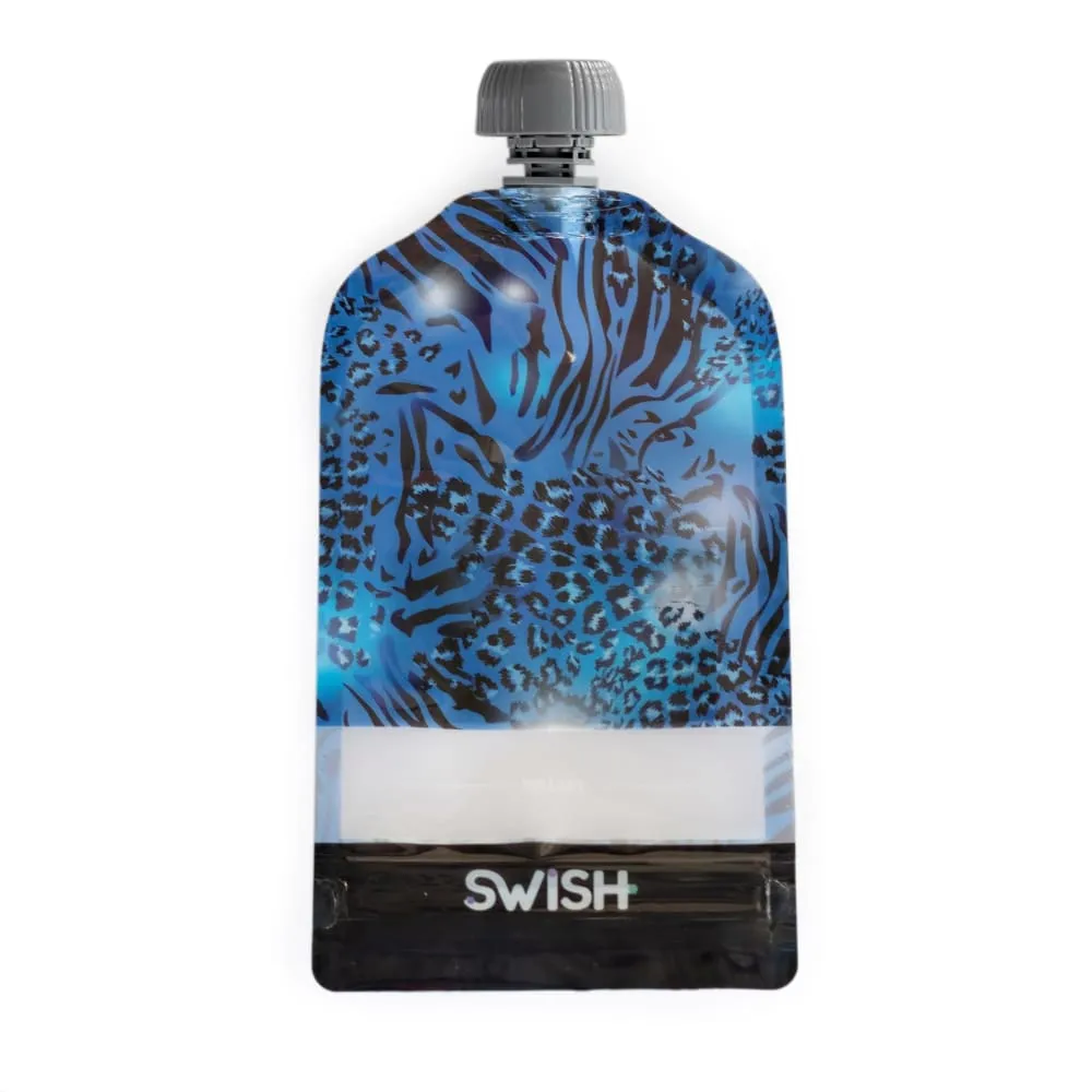 Swish Reusable Food Pouches 140ml Blue Animal Print - 2 Pack
