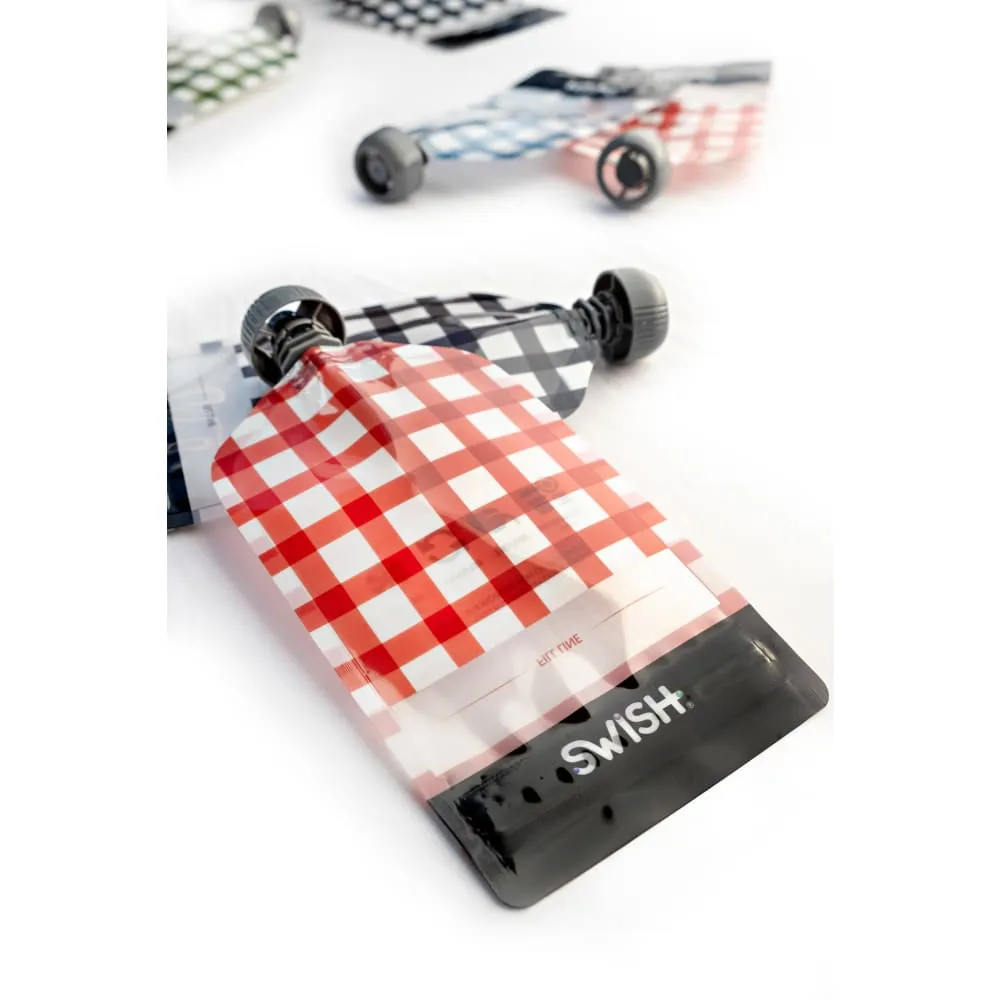 Swish Reusable Food Pouches 140ml Red Checked - 2 Pack