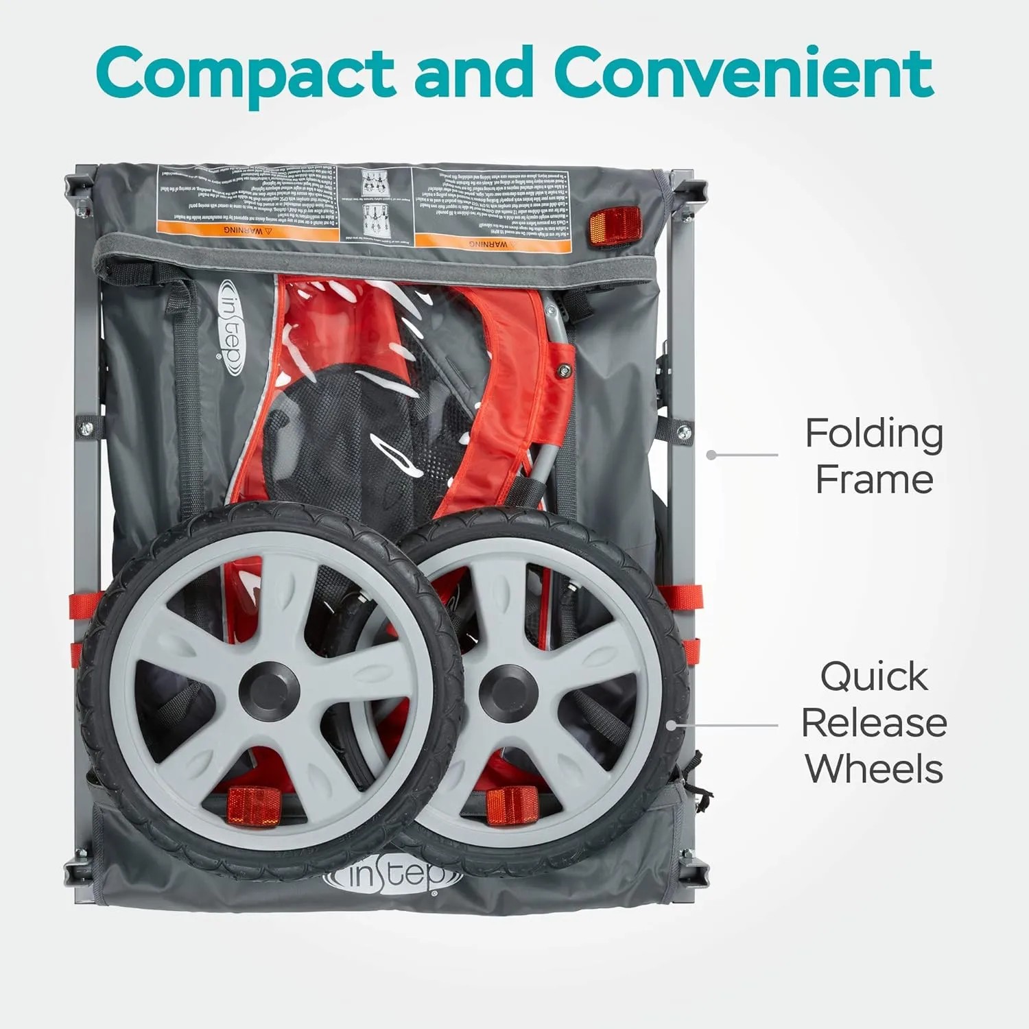 Sync and Take 2 Bike Trailer for Kids, Single and Double Seat Options, 5-Point Harness, Folding Frame, Quick Release Wheels, Easy Storage, With Bug Screen & Weather Shield, Bike Attachment