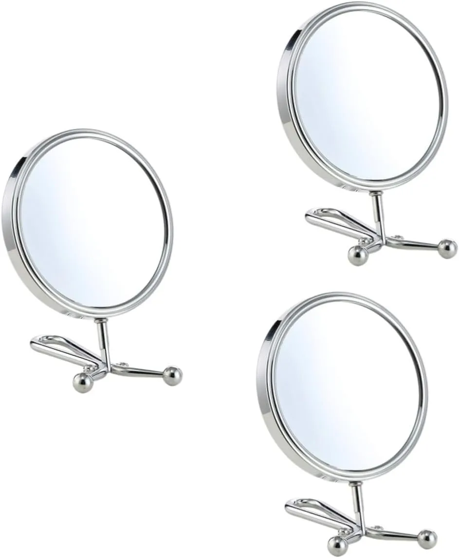 Table Top Mirror 3pcs Pocket Mirror Table Top Vanity Mirror Foldable Makeup Mirror Desktop Mirror Cosmetic Mirror Magnifying Makeup Mirror Double Sided to Rotate Rotating Mirror