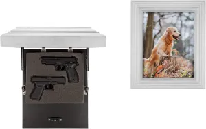 Tactical Traps - Guardian 15s Frame Gun Storage with Trap Door - Firearm and Magazine Storage with RFID Lock and Hidden Gun Compartment, Easy Installation - 18.75” x 15.75” - White