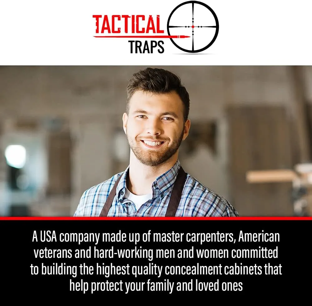 Tactical Traps - Guardian 15s Frame Gun Storage with Trap Door - Firearm and Magazine Storage with RFID Lock and Hidden Gun Compartment, Easy Installation - 18.75” x 15.75” - White