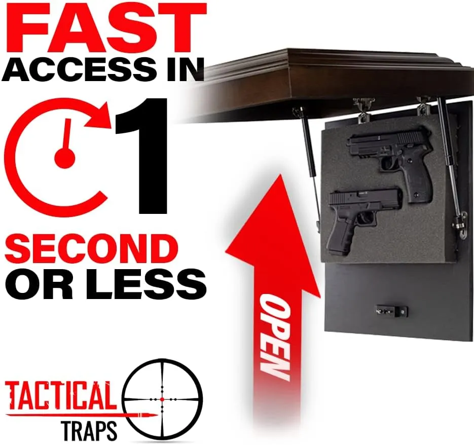 Tactical Traps - Guardian 15s Frame Gun Storage with Trap Door - Firearm and Magazine Storage with RFID Lock and Hidden Gun Compartment, Easy Installation - 18.75” x 15.75” - White