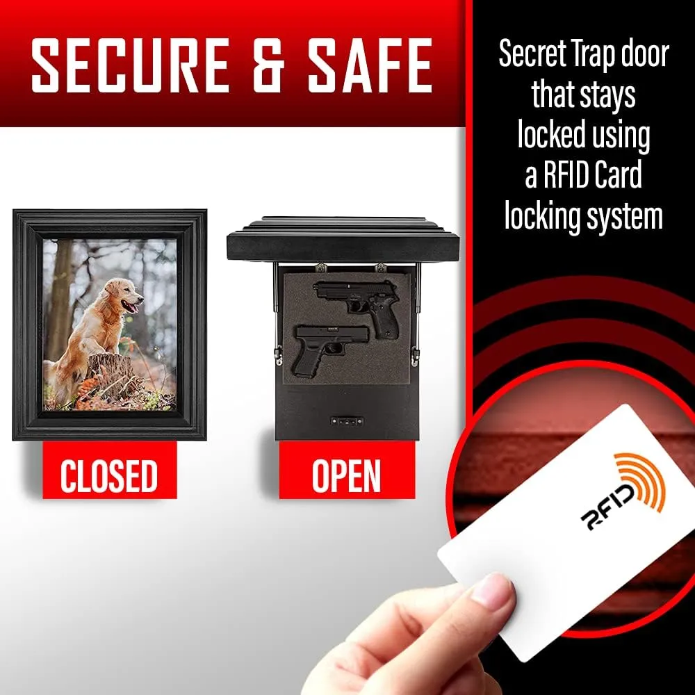 Tactical Traps - Guardian 15s Frame Gun Storage with Trap Door - Firearm and Magazine Storage with RFID Lock and Hidden Gun Compartment, Easy Installation - 18.75” x 15.75” - White