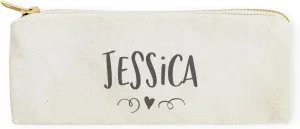 The Cotton & Canvas Co. Personalized Name with Mini Heart Small Cosmetic Case and Travel Pouch for Office and On the Go