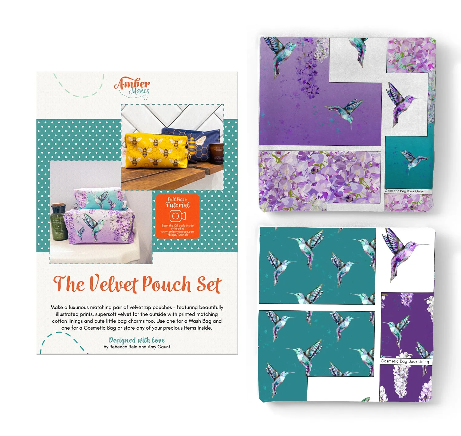 The Velvet Pouch Set - Hummingbirds Sewing Kit