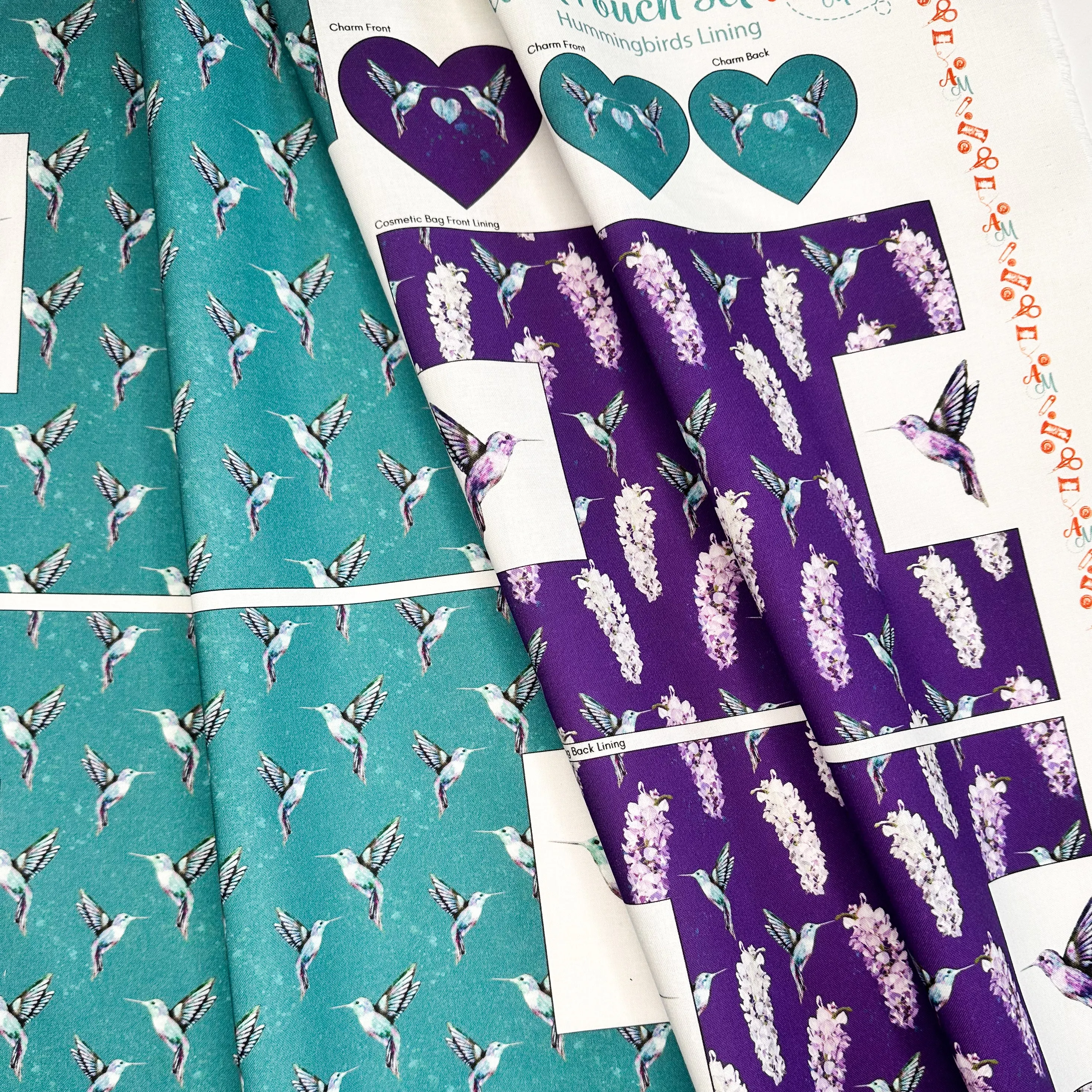 The Velvet Pouch Set - Hummingbirds Sewing Kit