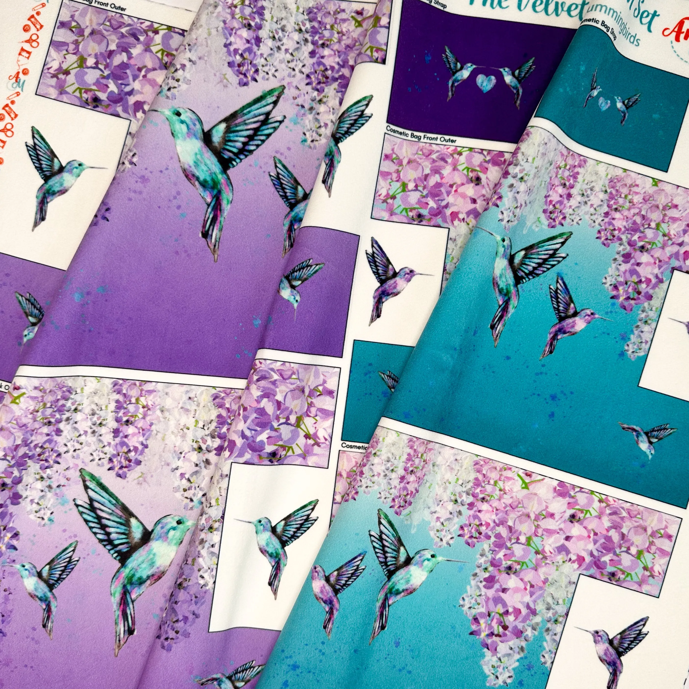 The Velvet Pouch Set - Hummingbirds Sewing Kit