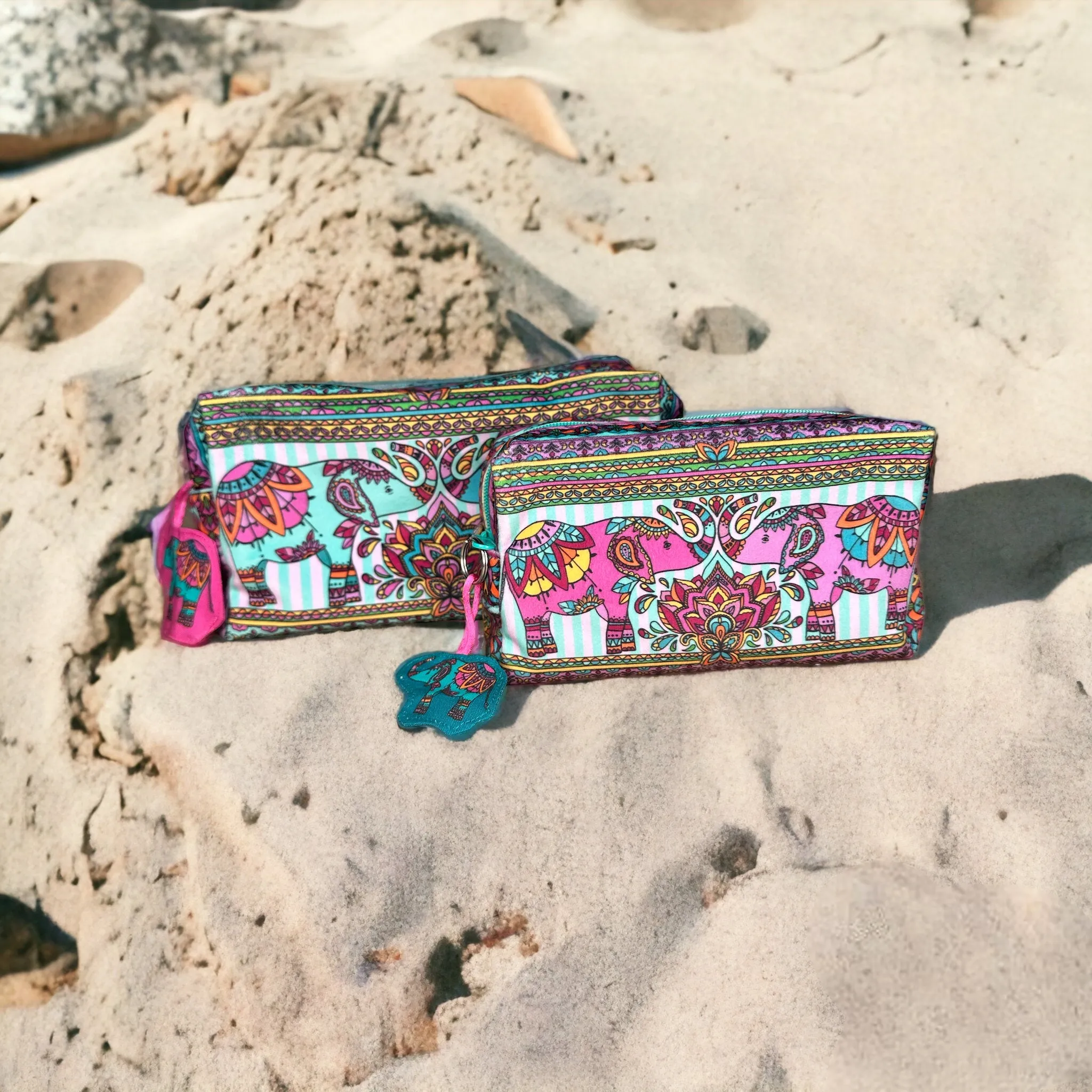 The Velvet Pouch Set - Indian Elephants Sewing Kit