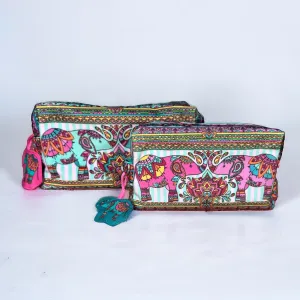 The Velvet Pouch Set - Indian Elephants Sewing Kit