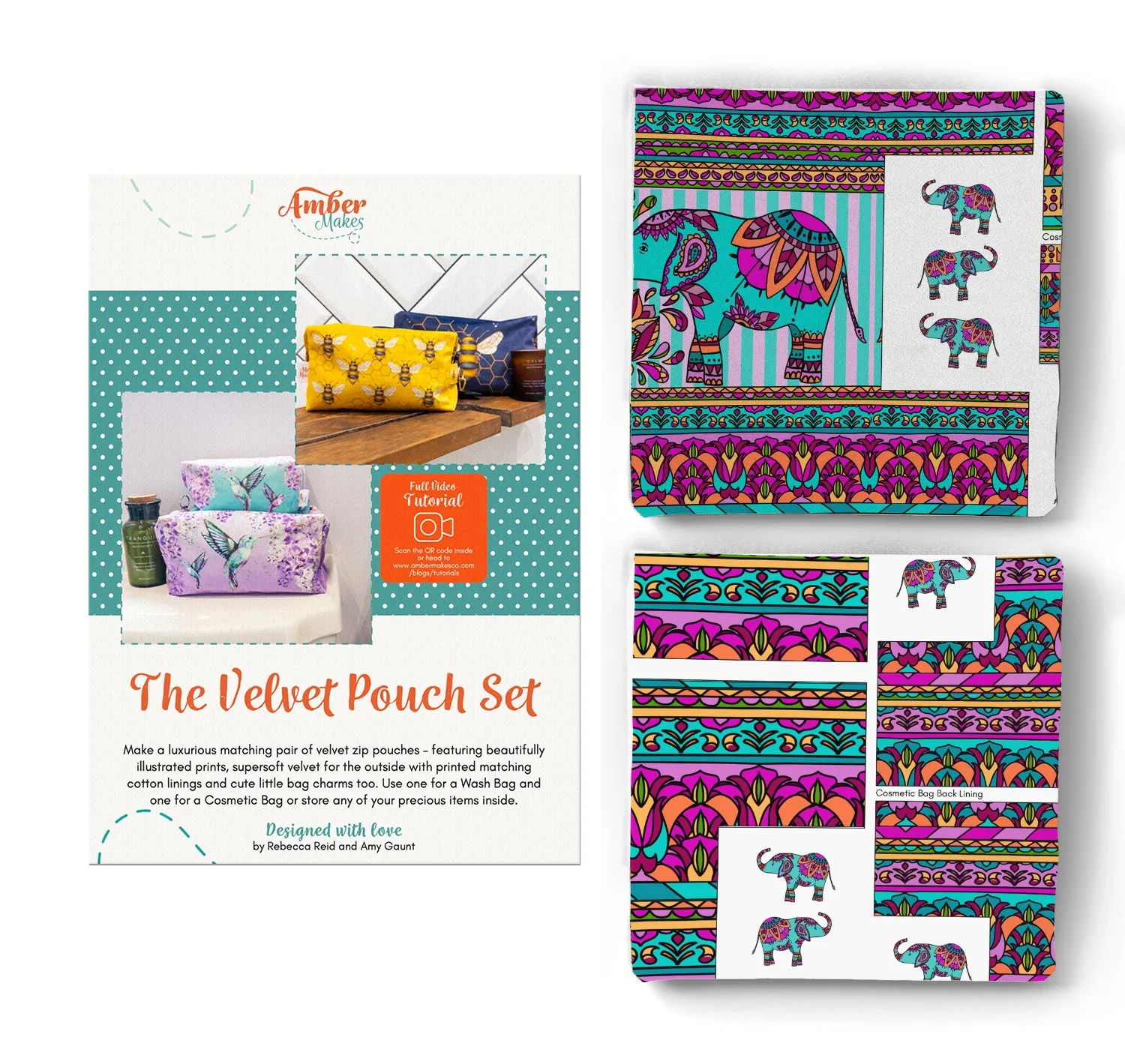 The Velvet Pouch Set - Indian Elephants Sewing Kit