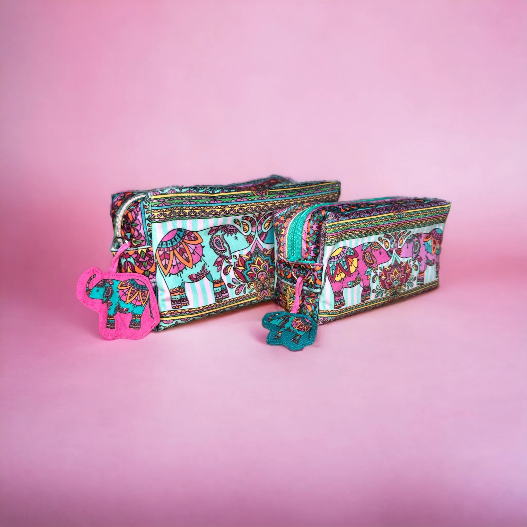 The Velvet Pouch Set - Indian Elephants Sewing Kit