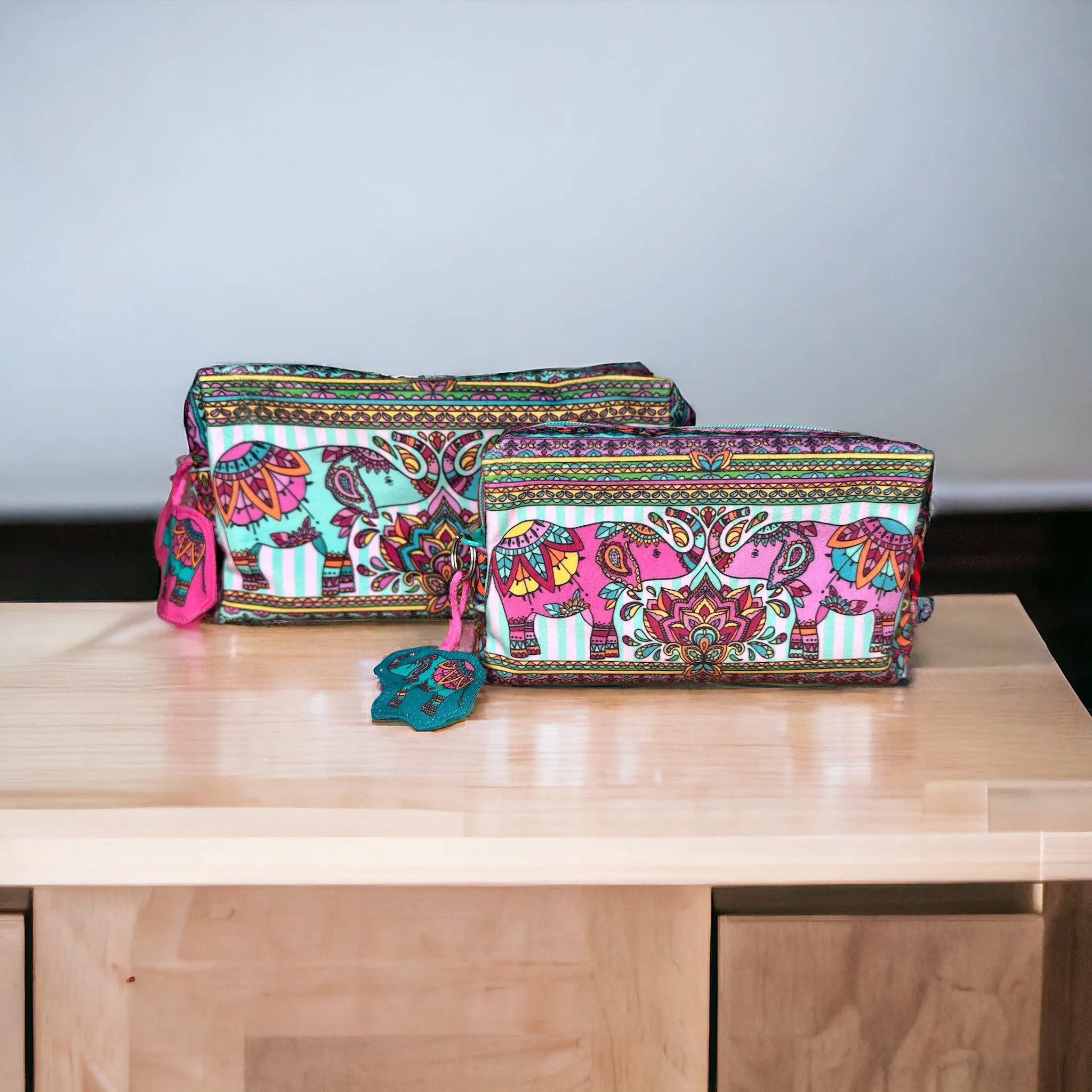 The Velvet Pouch Set - Indian Elephants Sewing Kit