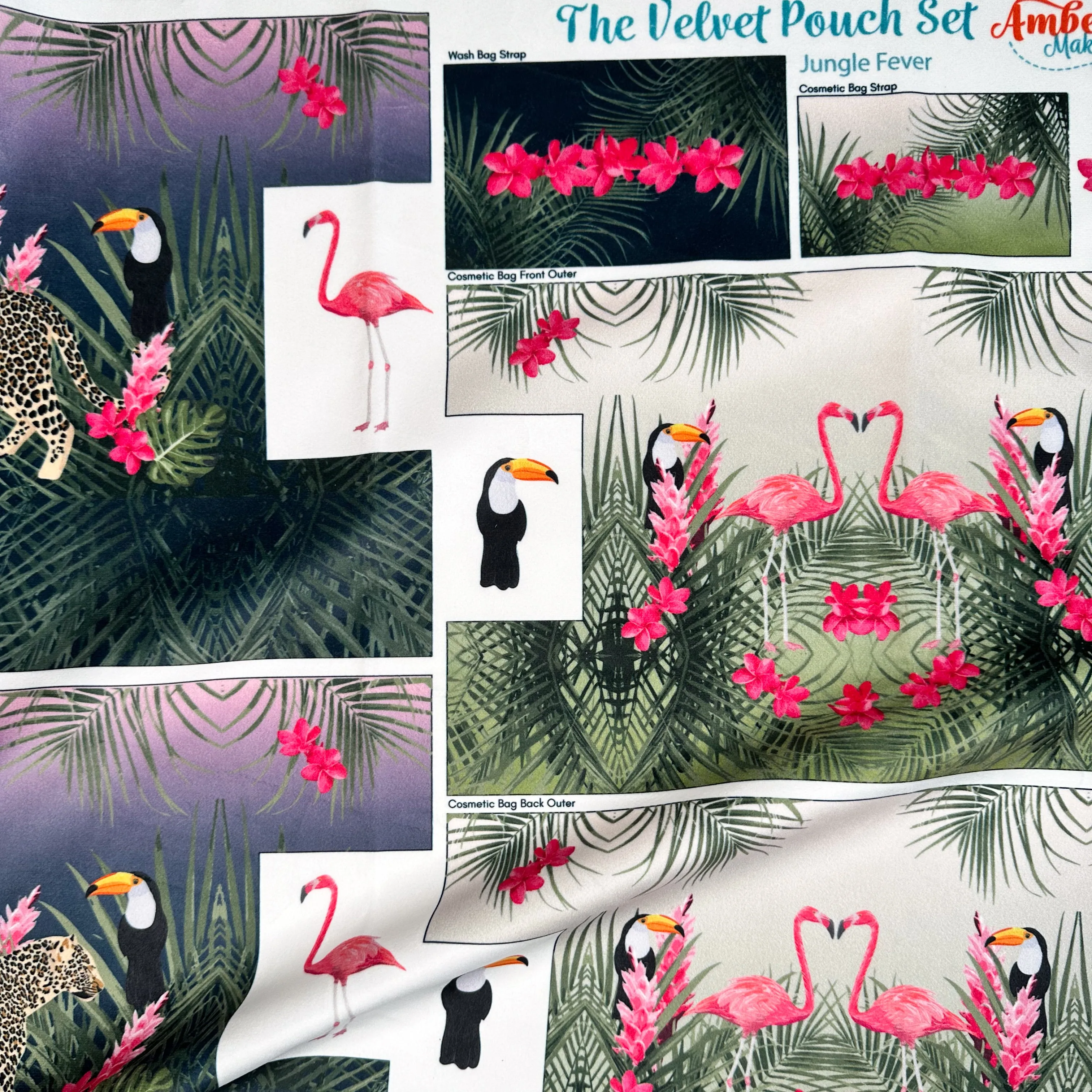 The Velvet Pouch Set - Jungle Animals Sewing Kit