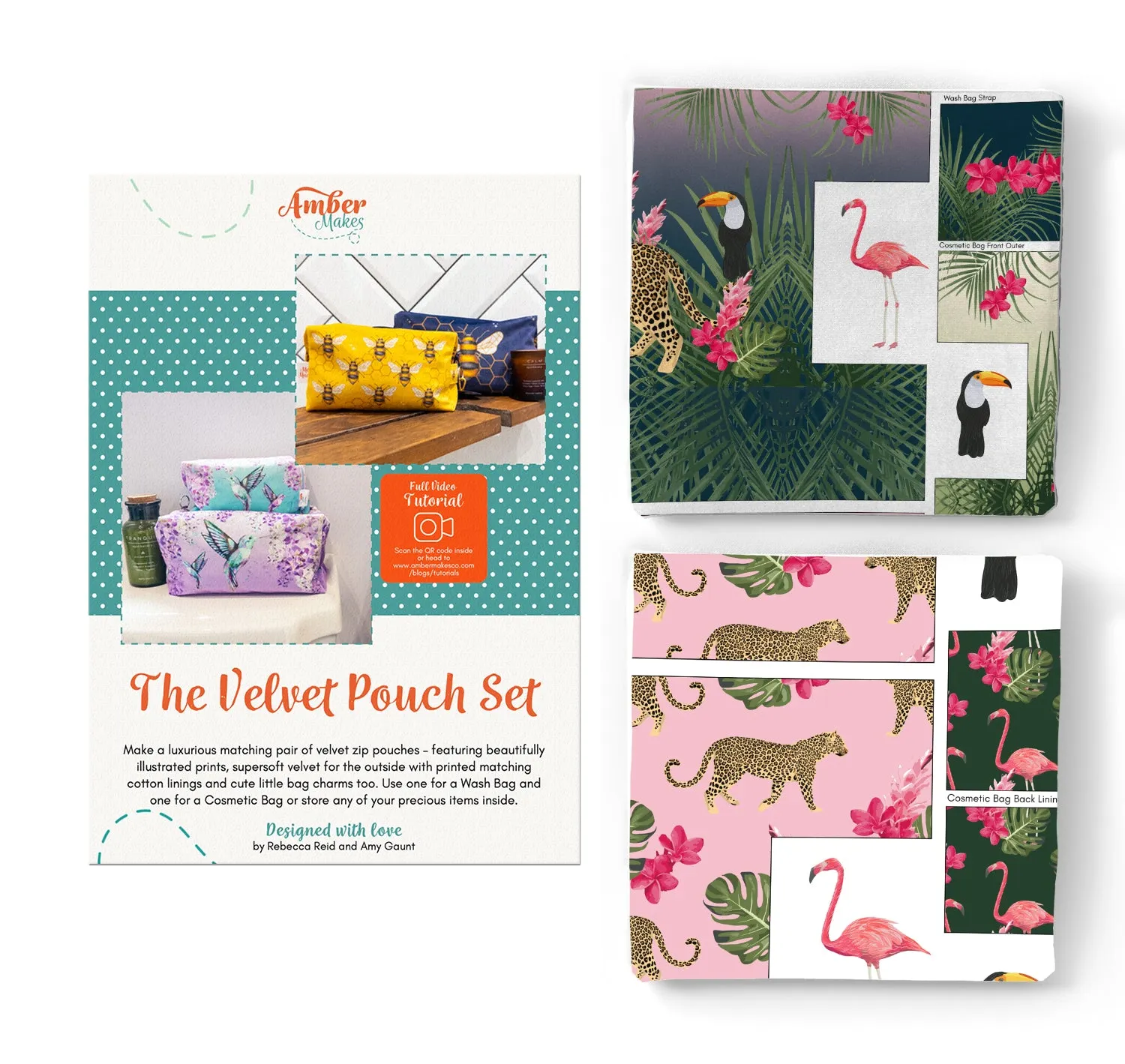 The Velvet Pouch Set - Jungle Animals Sewing Kit