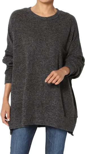 TheMogan Women's Comfy Oversized Loose Fit Long Sleeve Knit Pullover Sweater Cozy Pocket Top