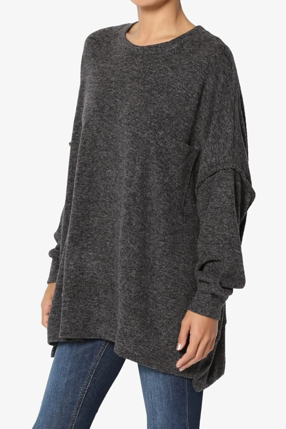 TheMogan Women's Comfy Oversized Loose Fit Long Sleeve Knit Pullover Sweater Cozy Pocket Top