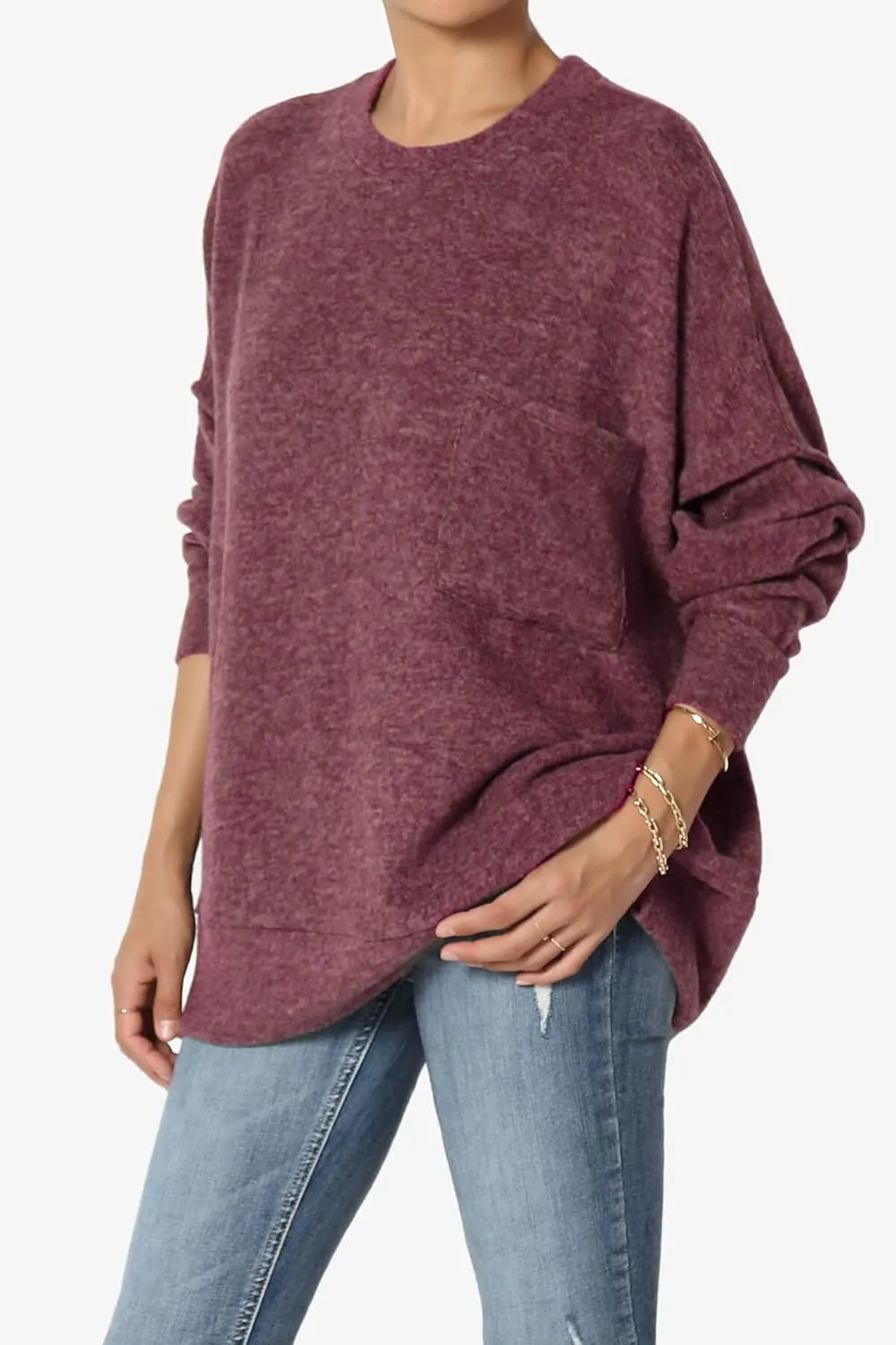 TheMogan Women's Comfy Oversized Loose Fit Long Sleeve Knit Pullover Sweater Cozy Pocket Top