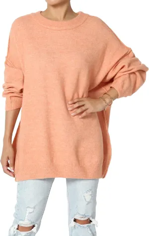 TheMogan Women's Comfy Oversized Loose Fit Long Sleeve Knit Pullover Sweater Cozy Pocket Top