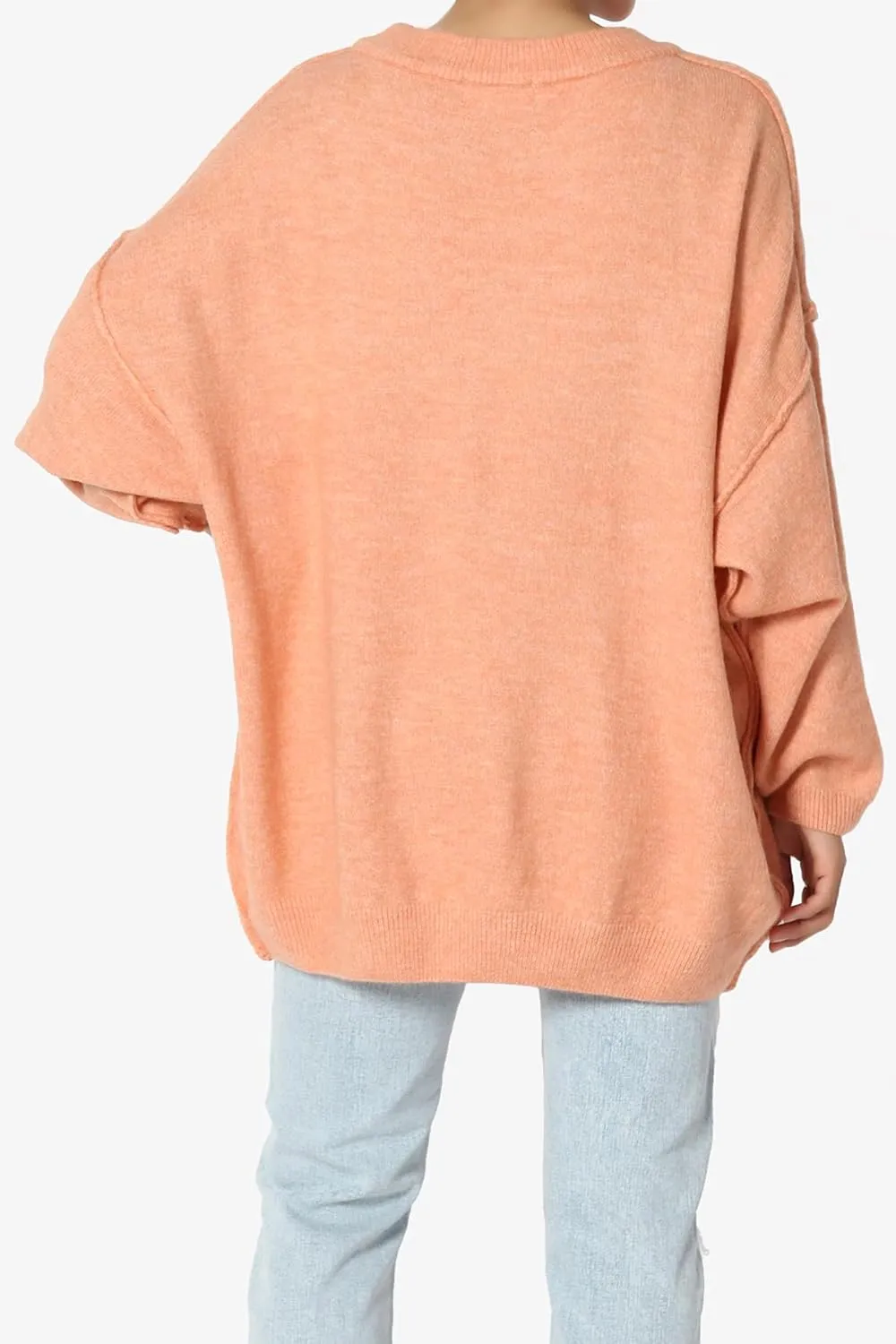 TheMogan Women's Comfy Oversized Loose Fit Long Sleeve Knit Pullover Sweater Cozy Pocket Top