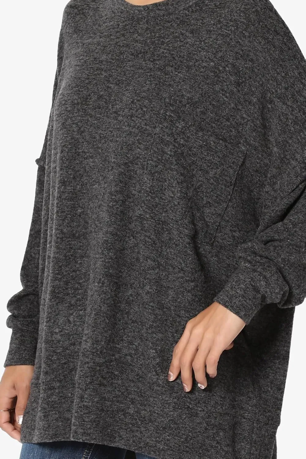 TheMogan Women's Comfy Oversized Loose Fit Long Sleeve Knit Pullover Sweater Cozy Pocket Top