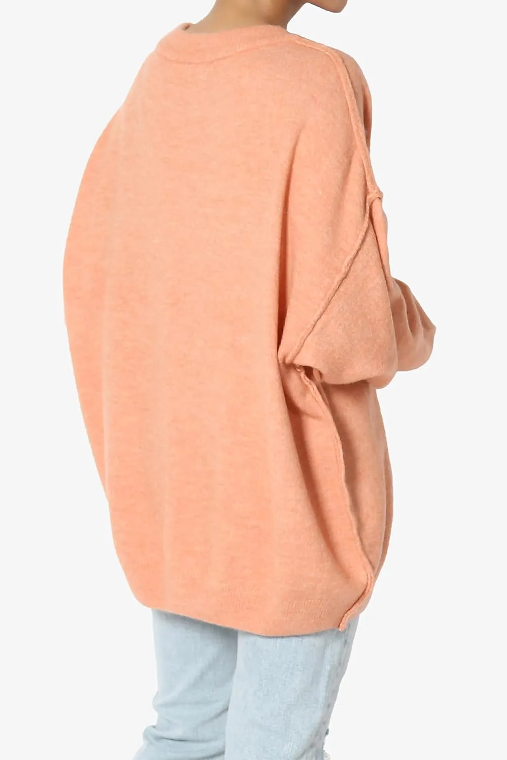 TheMogan Women's Comfy Oversized Loose Fit Long Sleeve Knit Pullover Sweater Cozy Pocket Top