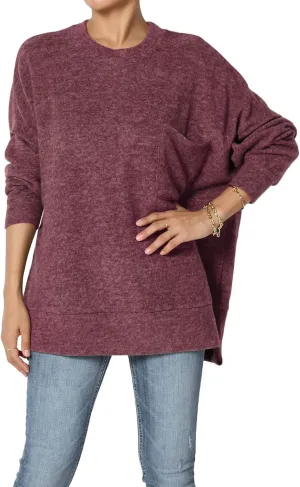 TheMogan Women's Comfy Oversized Loose Fit Long Sleeve Knit Pullover Sweater Cozy Pocket Top