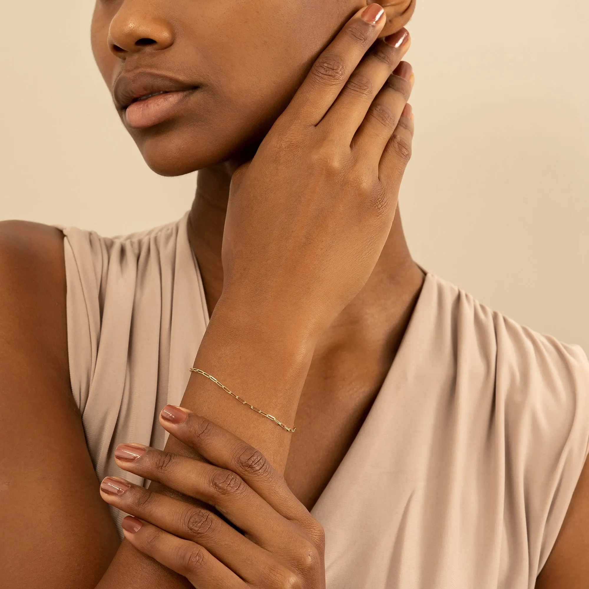 Thin Paperclip Chain Bracelet, Talia