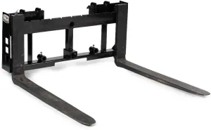 Titan Attachments Economy Series Pallet Fork Frame, 36" Fork Blades, Skid Steer Quick Tach Connection, Rated 4000 LB, Conus 2 Hay Spear Sleeves and 2" Receiver Hitch Included