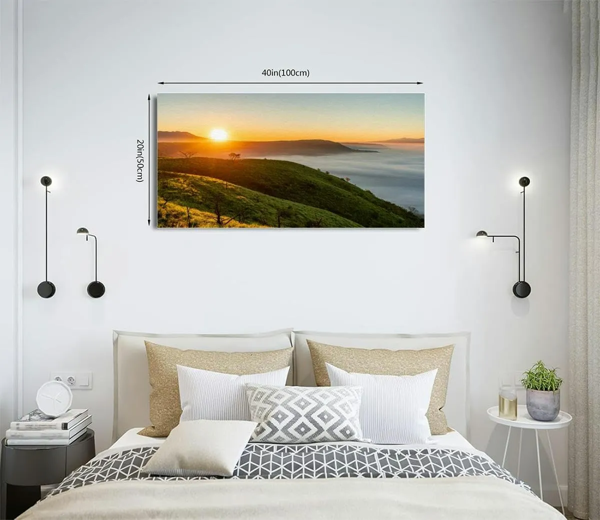 TOOUTEREA 20x40 Frame Large Canvas Painting Wall Art Aso mountain sunrise over the mountain japan Wall Decor for Living Room Bedroom Kitchen Bathroom Office Artwork Home Decor
