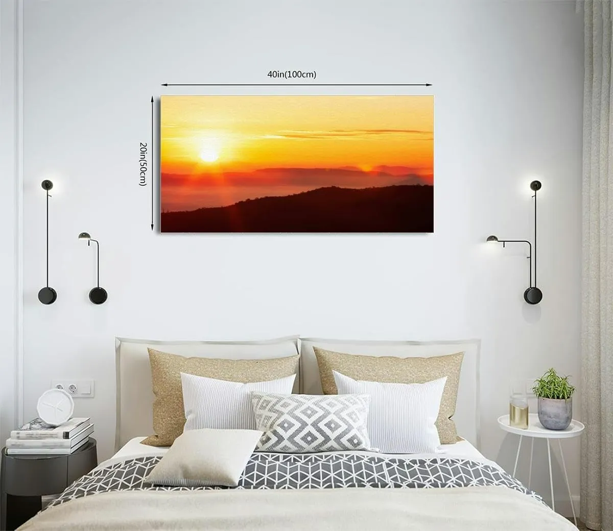 TOOUTEREA 20x40 Frame Large Canvas Painting Wall Art Glowing sunrise shines over mountain range Wall Decor for Living Room Bedroom Kitchen Bathroom Office Artwork Home Decor