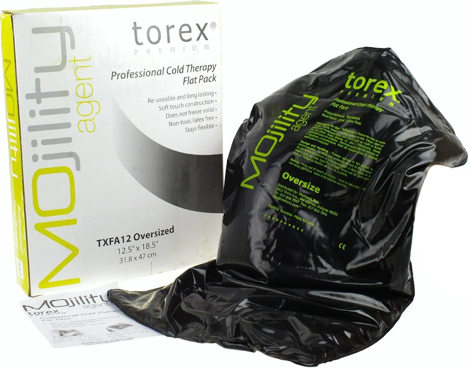 Torex Cold Pack Black Oversize 12.5 x 18.5 inches, Durable and Reusable