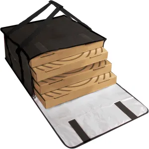 Trail maker Insulated Pizza Bags for Delivery, Food Carrier Delivery Bag 20x20x12 Food Bag for Personal and Professional Use | Holds up to 4 Fresh Pizzas (Black)