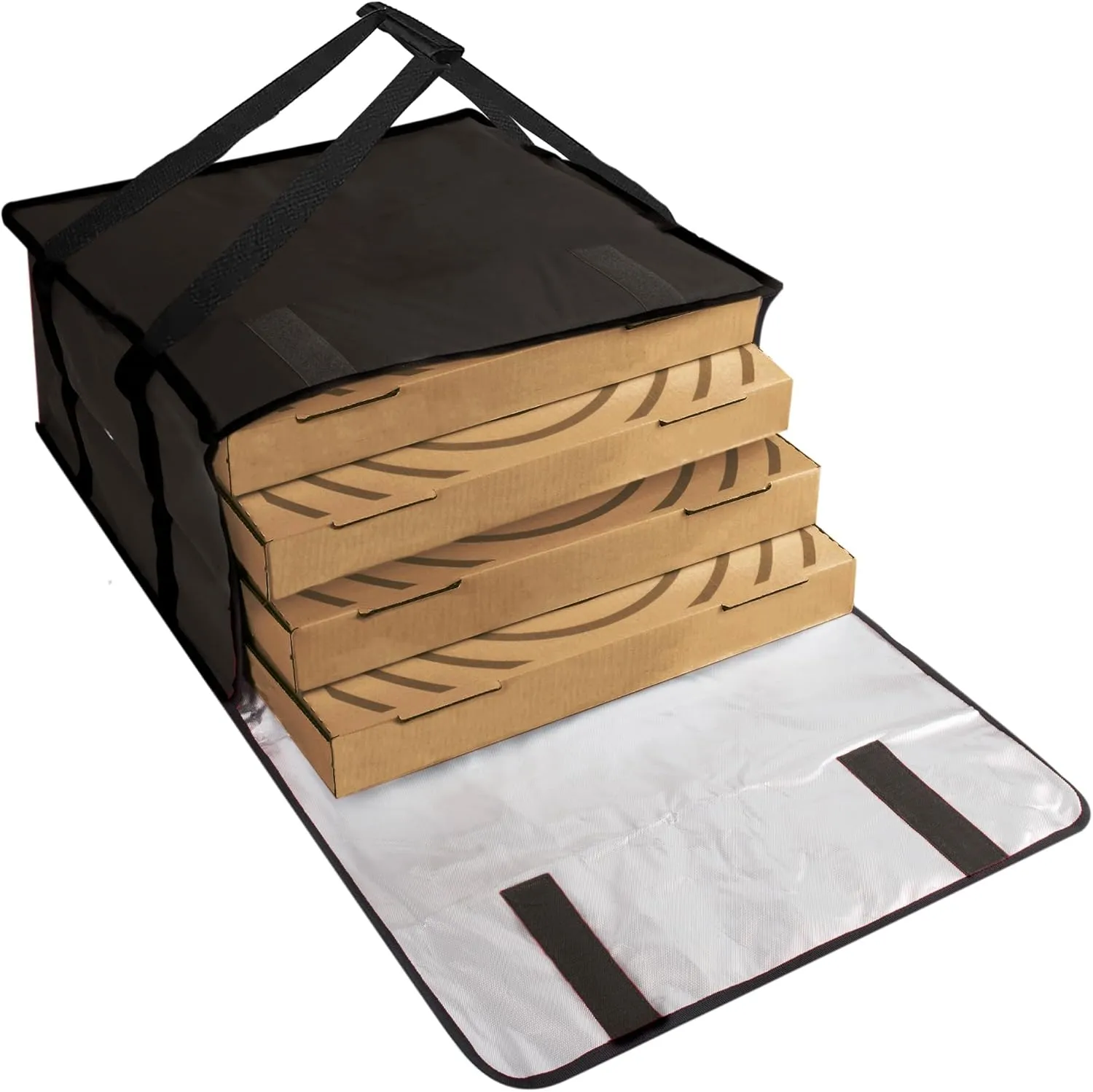 Trail maker Insulated Pizza Bags for Delivery, Food Carrier Delivery Bag 20x20x12 Food Bag for Personal and Professional Use | Holds up to 4 Fresh Pizzas (Black)