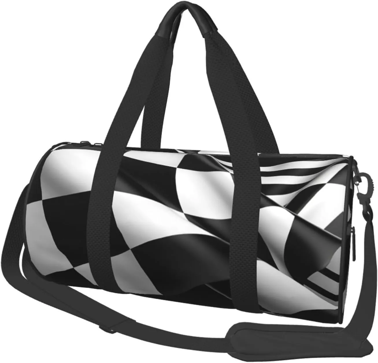 Travel Bag For Women,Black White Formula Checkered Flags Pattern Print Personal Item Duffle Bags,Weekend Travel Duffel Tote Bag,Travel Sport Gym Bag For Men,Airplane Travel Essentials For Flying