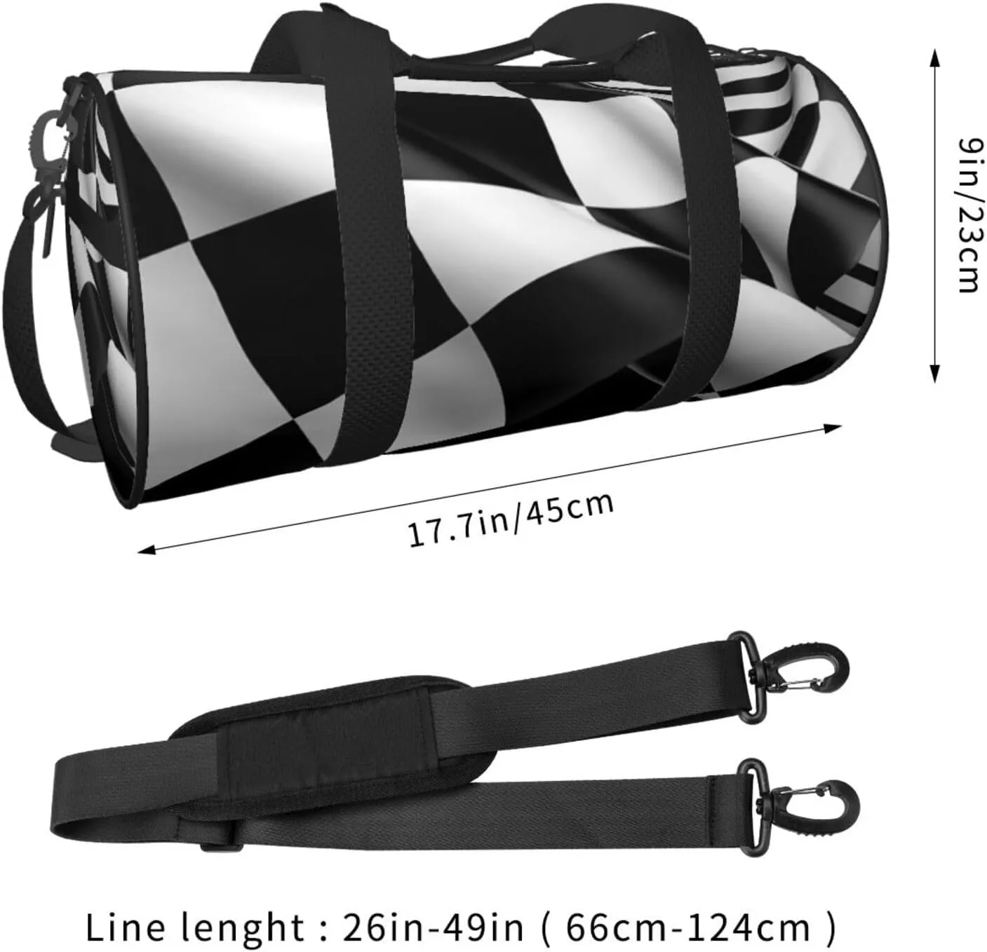 Travel Bag For Women,Black White Formula Checkered Flags Pattern Print Personal Item Duffle Bags,Weekend Travel Duffel Tote Bag,Travel Sport Gym Bag For Men,Airplane Travel Essentials For Flying