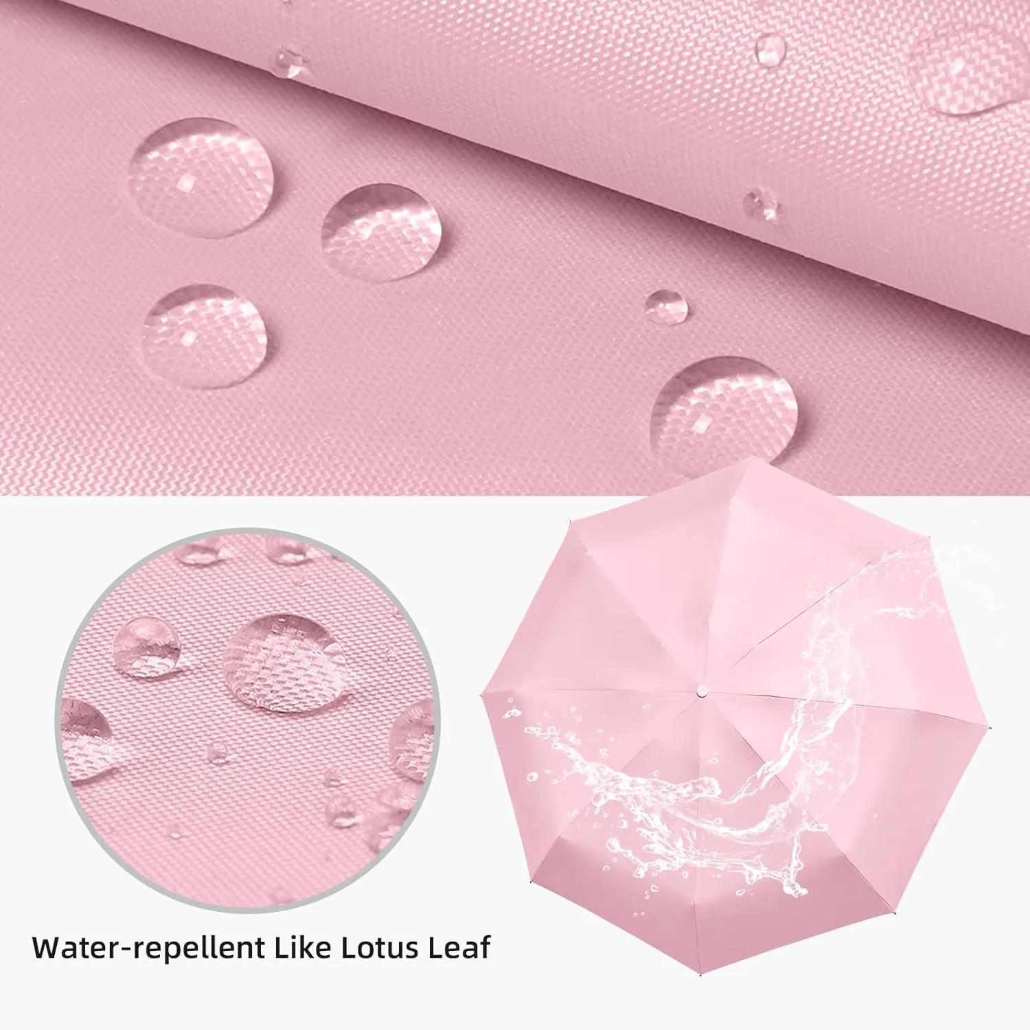Travel Mini Folding Compact Umbrella with Case, 8 Ribs Lightweight Portable, Small Sun & Rain Pocket Umbrella for Girls and Women