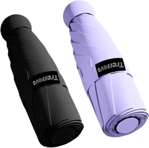 Travel Mini Folding Compact Umbrella with Case, 8 Ribs Lightweight Portable, Small Sun & Rain Pocket Umbrella for Girls and Women