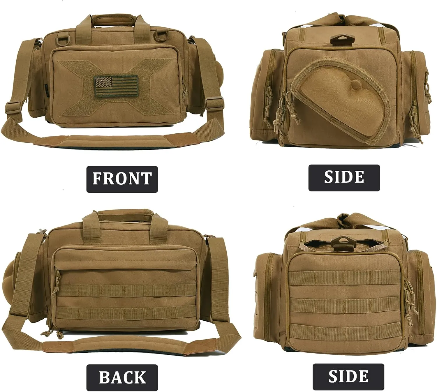 TRO&HOM Tactical Gun Bag for 4 Handguns - Pistol Shooting Range Bag With 15X Magazine Slots & Pockets for Ammo & Essentials - Padded Hunting & Sport Bag