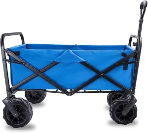Trolleys, Trolley Foldable Pull Wagon Hand Cart Garden Transport Cart,Folding Camping Cart with Lining,4 Wheeled Festival Trolley/B:Black