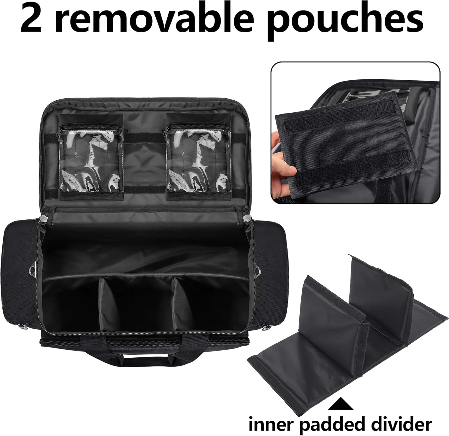 Trunab First Aid Bag Empty Medical Duffel Bag First Responder Trauma Bag Storage Bag with Inner Dividers and No-scratch Bottom, Ideal for EMT, EMS, Paramedics, Bag Only, Black