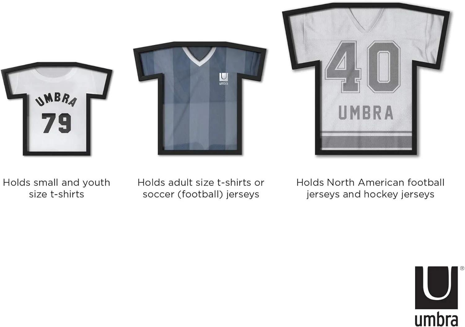 Umbra Frame, Unique Display Case to Showcase Adult Sized T-Shirts (Small to Large), Black, Medium