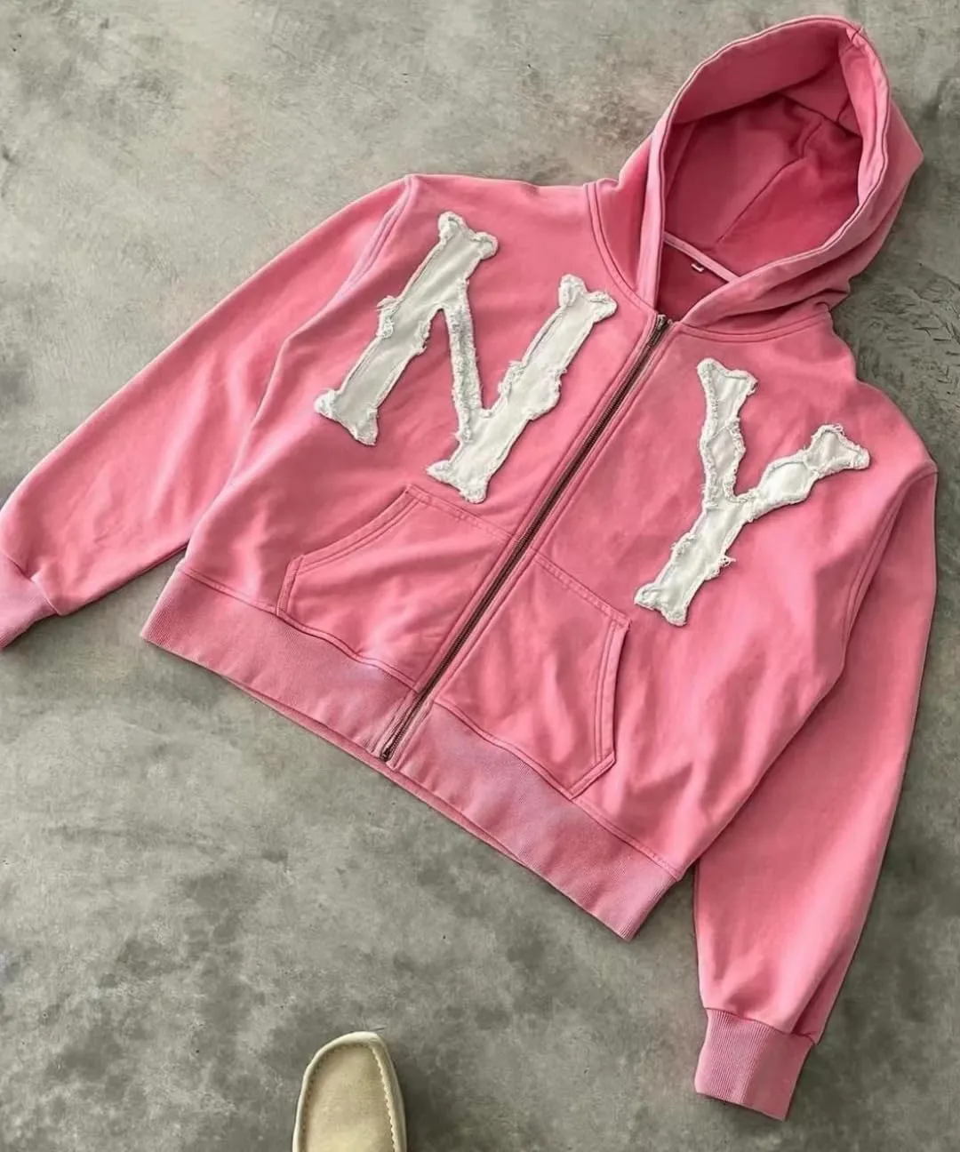 Unisex Letter Embroidery Trendy Hoodies Zip Up Casual Overszie Colorful Y2K Hip Hop Streetwear Harajuku Jacket