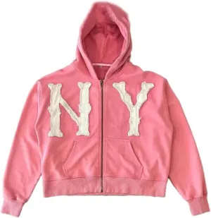 Unisex Letter Embroidery Trendy Hoodies Zip Up Casual Overszie Colorful Y2K Hip Hop Streetwear Harajuku Jacket