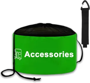 UNXMRFF 1-Pack Green RV Hose Storage Bag with Drawstring Mesh Top, RV Utility Bag, Waterproof RV Sewer Hose Storage for Black/Fresh Water Hoses, Electrical Cords, Camper Tools Accessorie